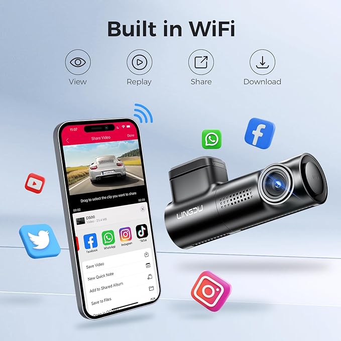 LINGDU D500 1CH Dash Cam 4K with 0.96" Screen Voice Control 24H Parking Mode - AZDOME Official Stores