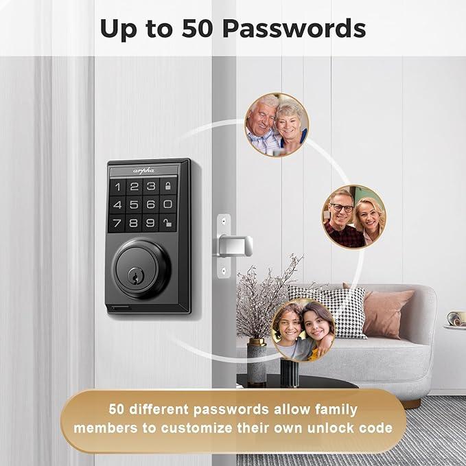 Arpha D100 Electronic Keypad Deadbolt Lock Auto-Lock Anti-Peeking Password - AZDOME Official Stores