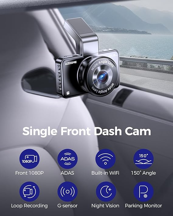 AZDOME M17 1CH Dash Cam 1080P with ADAS 3" Screen 24H Parking Mode - AZDOME Official Stores