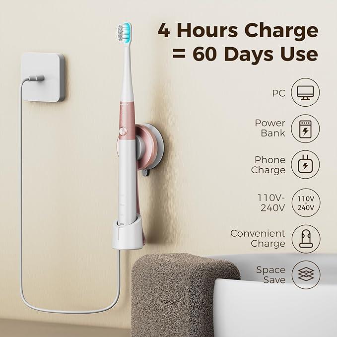 Arpha R1 Electric Toothbrush for Adults Ultrasonic Deep Clean Wireless Fast Charge 2 Brush Heads - AZDOME Official Stores