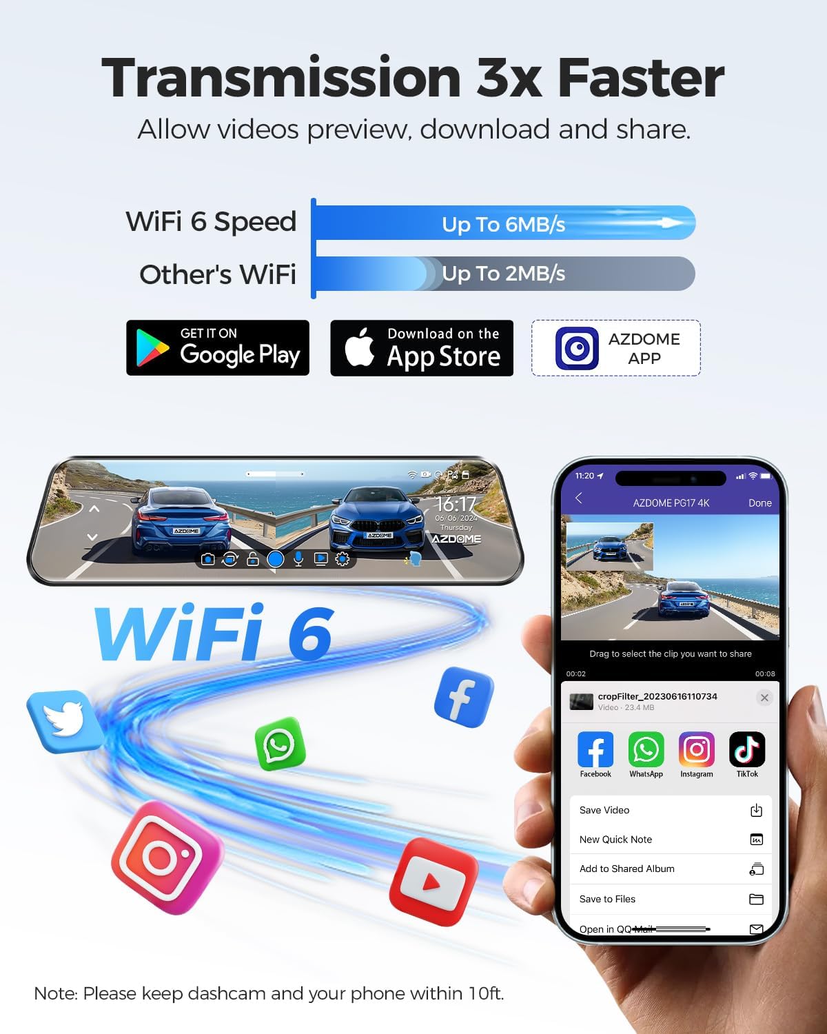 AZDOME PG17 2CH Mirror Dash Cam 4K with 12" Touch Screen 24H Parking Mode - AZDOME Official Stores