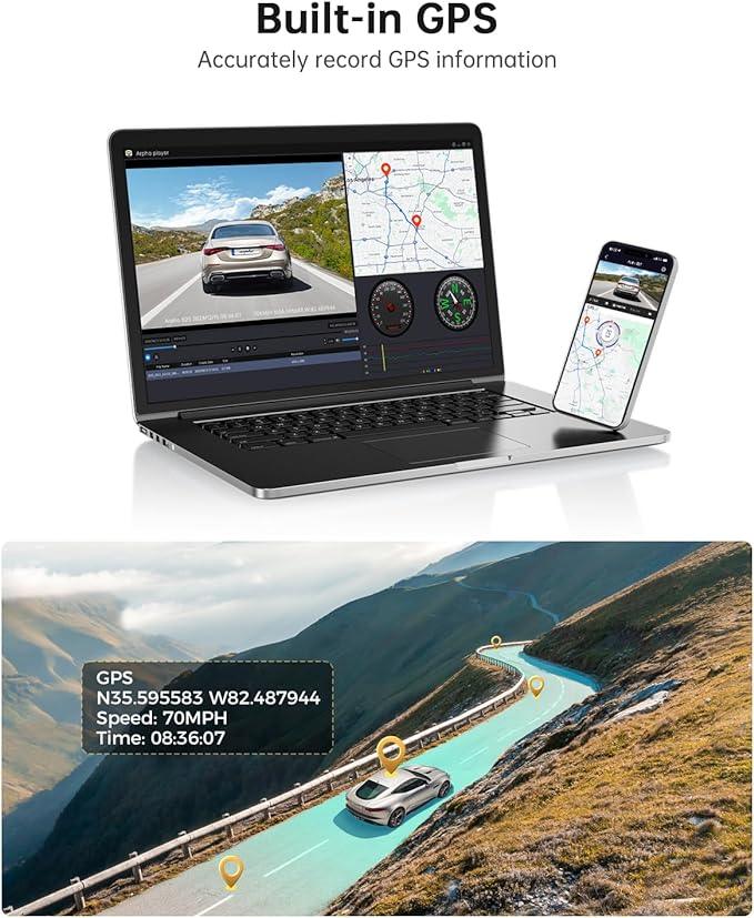 Arpha B25 2CH Dash Cam 5K with ADAS Smart Voice Control 24H Parking Mode - AZDOME Official Stores