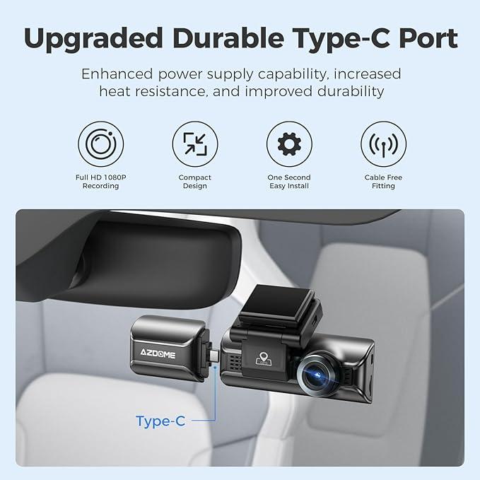 AZDOME 1080P Interior Cam Type-C Interface Cabin Camera for AZDOME M550 Pro-2CH/3CH Dash Cam - AZDOME Official Stores
