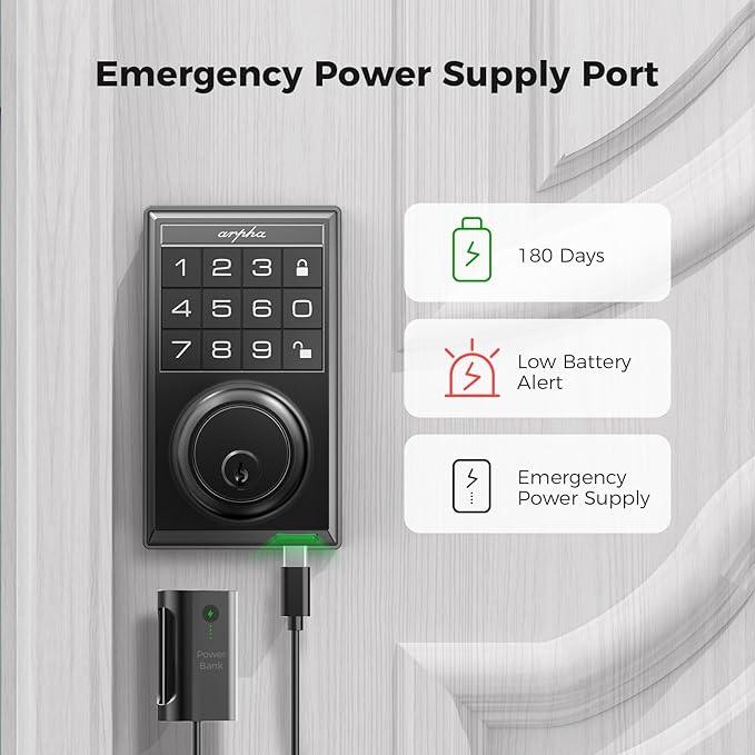 Arpha D100 Electronic Keypad Deadbolt Lock Auto-Lock Anti-Peeking Password - AZDOME Official Stores