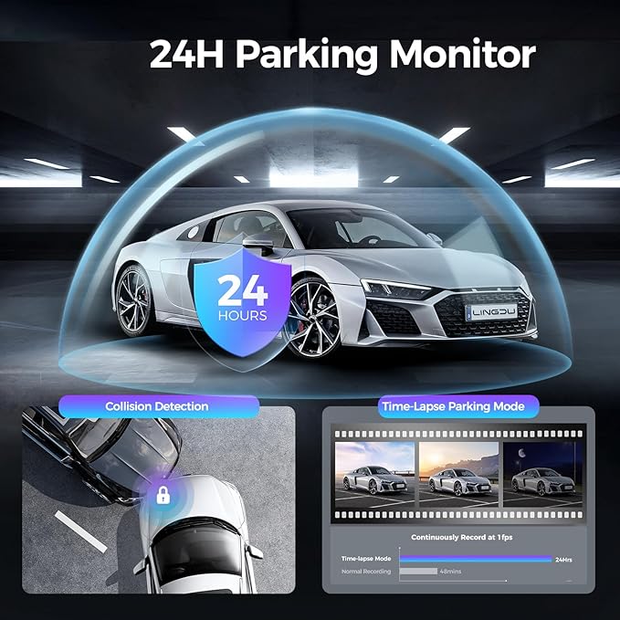 LINGDU LD4K 2CH Mirror Dash Cam 4K with 11.8" Touch Screen Voice Control 24H Parking Mode - AZDOME Official Stores