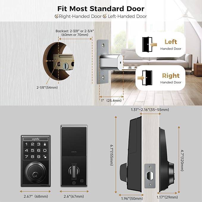 Arpha D100 Electronic Keypad Deadbolt Lock Auto-Lock Anti-Peeking Password - AZDOME Official Stores