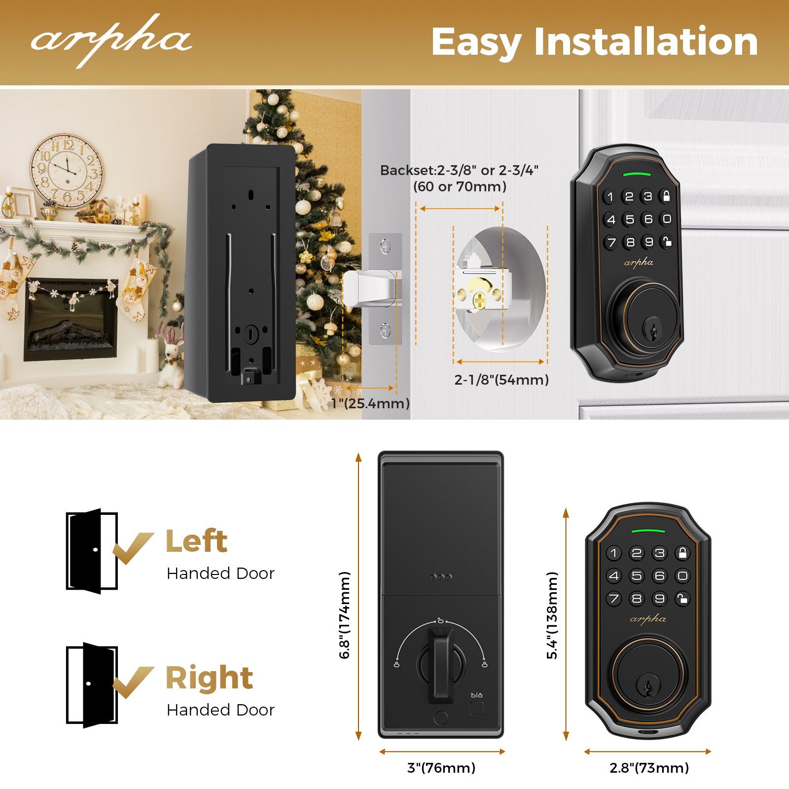 Arpha D180 Electronic Keypad Deadbolt Lock Easy to Install - AZDOME Official Stores
