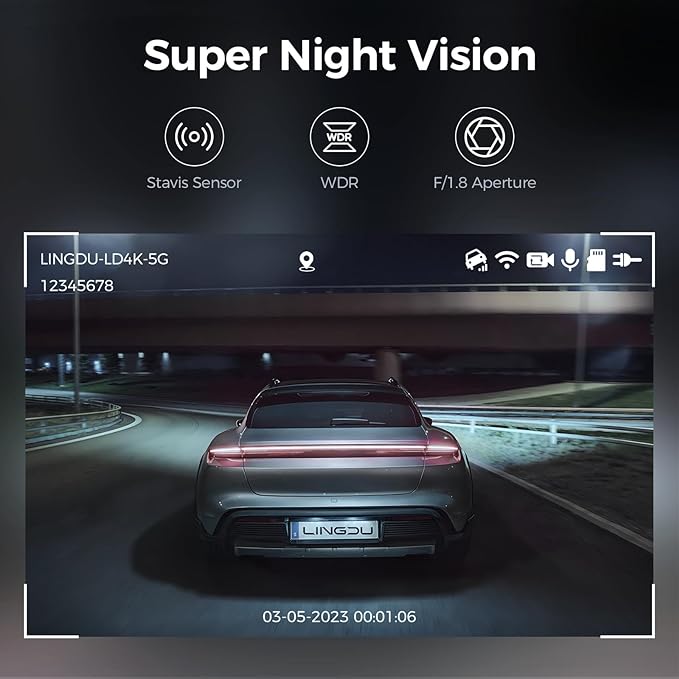 LINGDU LD4K 2CH Mirror Dash Cam 4K with 11.8" Touch Screen Voice Control 24H Parking Mode - AZDOME Official Stores
