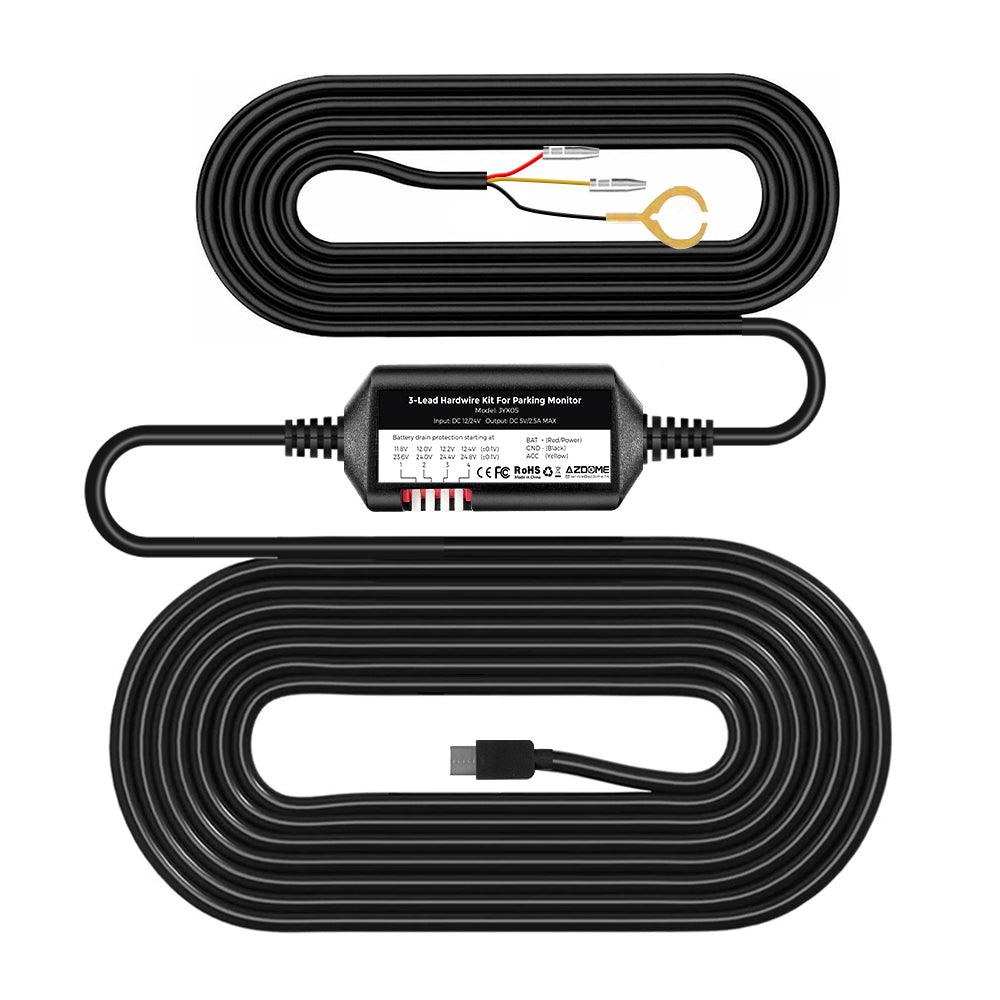 AZDOME JYX05 3-Lead Acc Hardwire Kit Type-C Port, 12ft with Fuse Kit for M550 Pro/M550 3CH - AZDOME Official Stores
