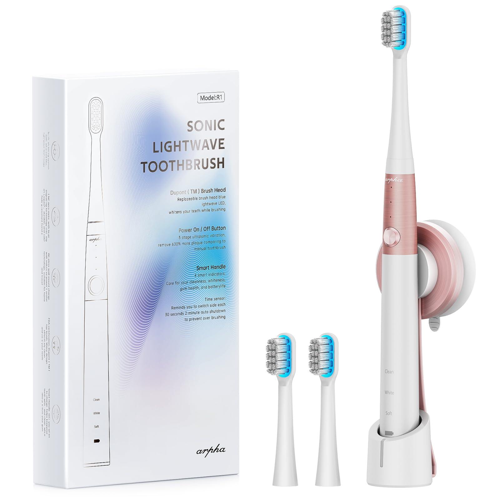 Arpha R1 Electric Toothbrush for Adults Ultrasonic Deep Clean Wireless Fast Charge 2 Brush Heads - AZDOME Official Stores