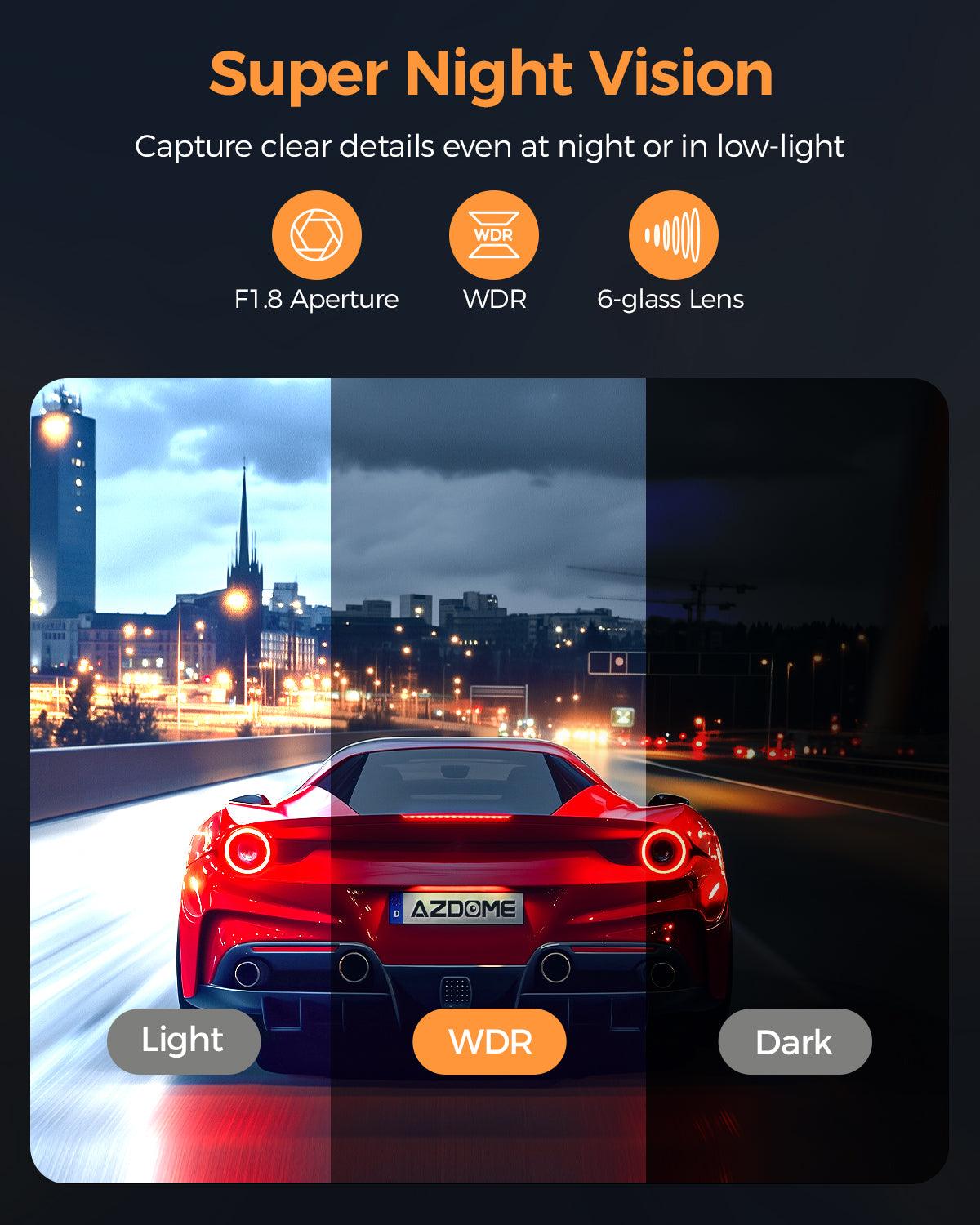 AZDOME M17 Pro Dash Cam - Voice-Activated, 3K Single Channel with 2K Front & 1K Rear Lenses, Super Night Vision, WiFi Enabled, App Control, Includes 64GB Card, Supports Up to 256G, Loop Recording & Emergency Lock - AZDOME Official Stores