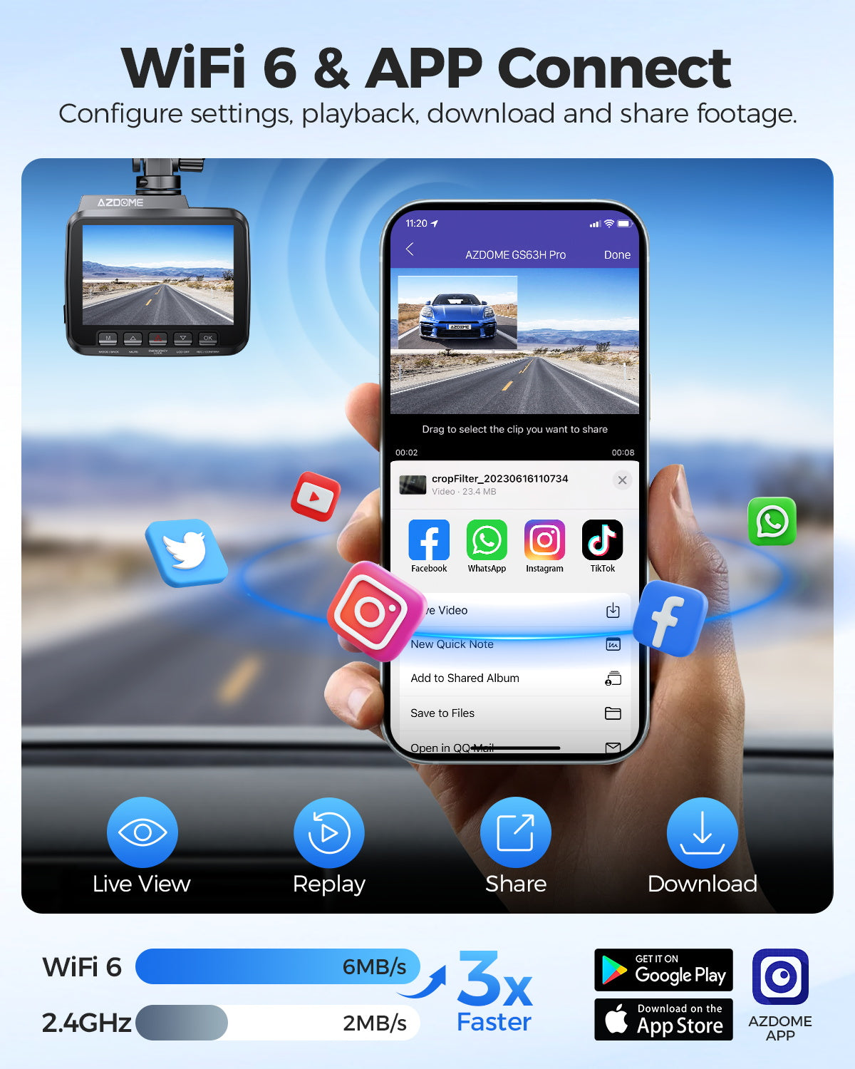 AZDOME GS63H Pro 2CH Dash Cam 4K with Super Night Vision & ADAS 24H Parking Mode