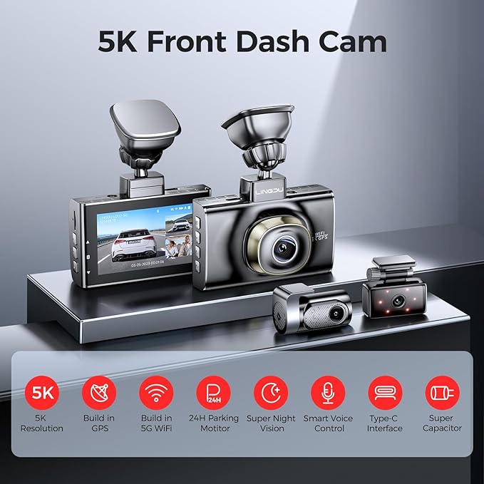 LINGDU LD02 3CH Dash Cam 4K with 3" Screen Super Night Vision 24H Parking Mode - AZDOME Official Stores