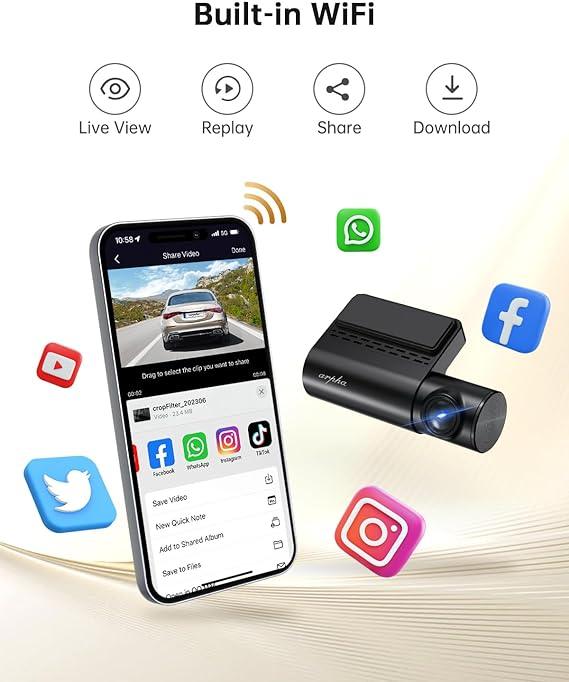 Arpha A14 1CH Dash Cam 4K with Voice Control 24H Parking Mode - AZDOME Official Stores