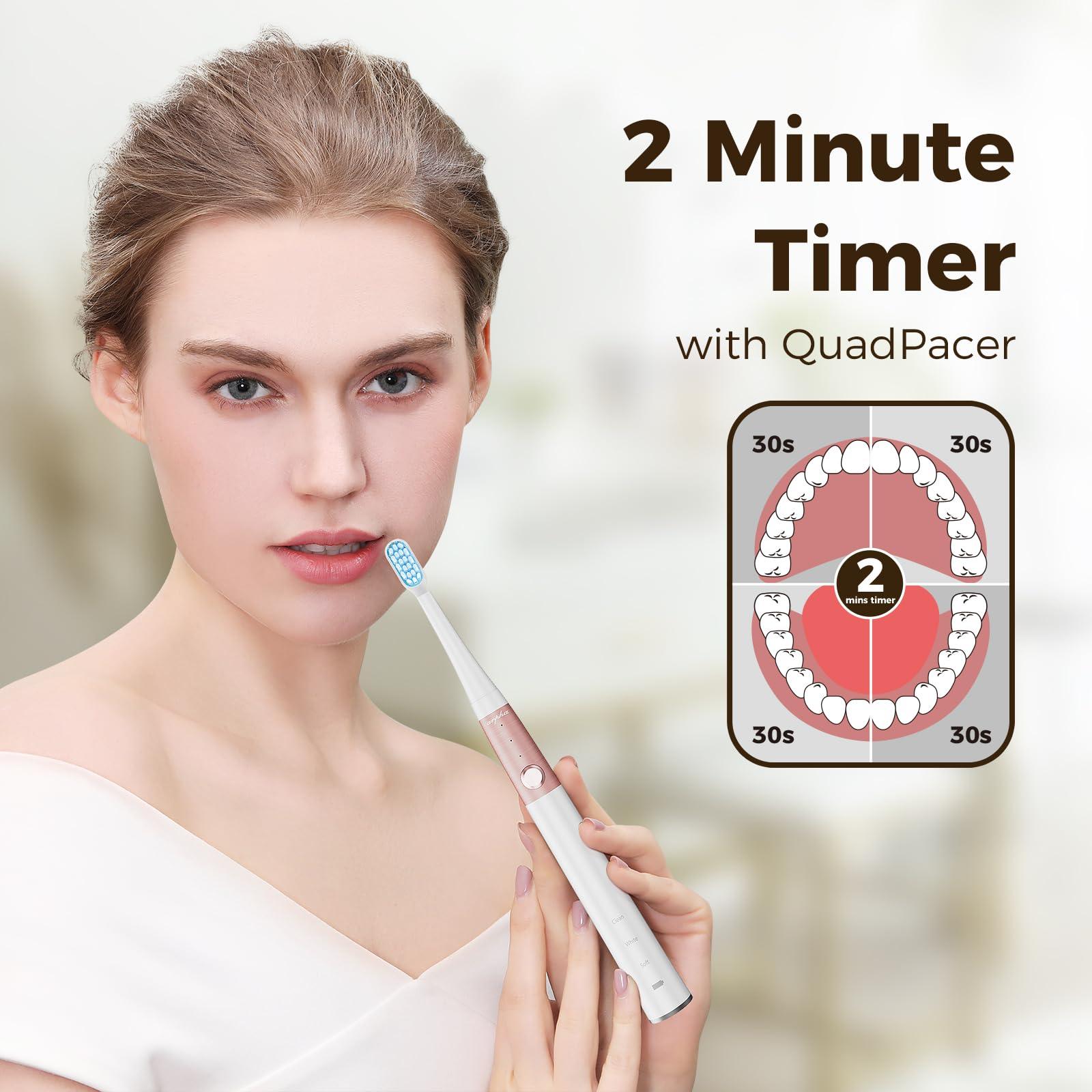 Arpha R1 Electric Toothbrush for Adults Ultrasonic Deep Clean Wireless Fast Charge 2 Brush Heads - AZDOME Official Stores