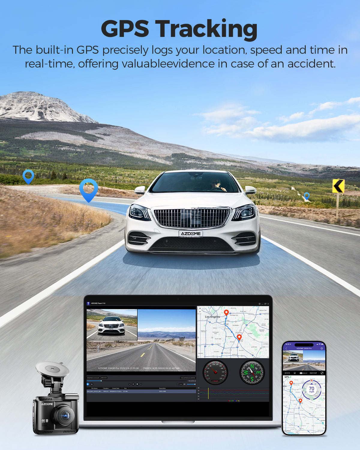 AZDOME GS63H Pro 2CH Dash Cam 4K with Super Night Vision & ADAS 24H Parking Mode