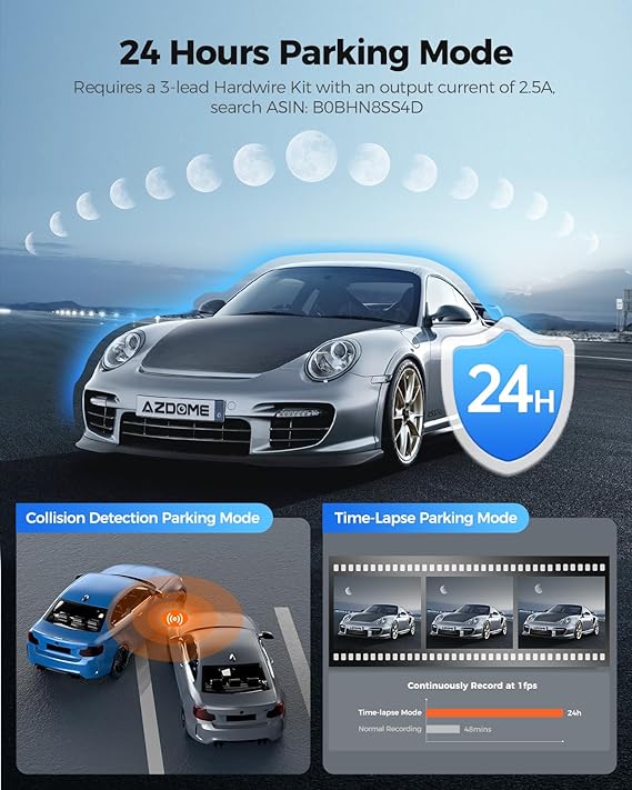 AZDOME M580 3CH Dash Cam 5K with 4" Touch Screen IR Night Vision 24H Parking Mode - AZDOME Official Stores