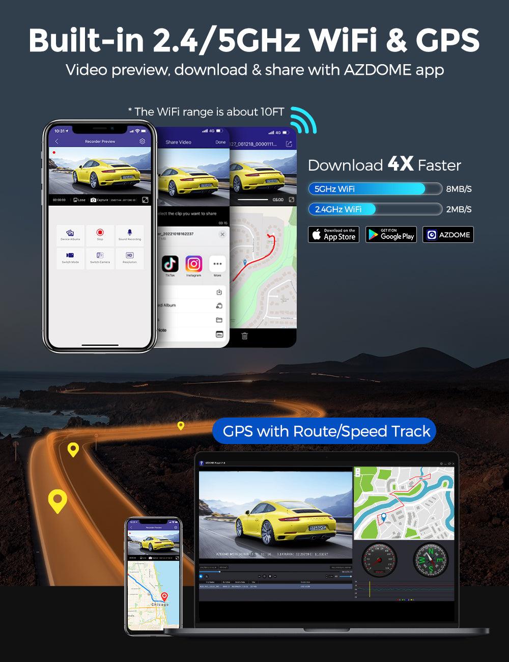 AZDOME M550 Pro 2CH Dash Cam 4K with 3.19'' Screen IR Night Vision 24H Parking Mode - AZDOME Official Stores