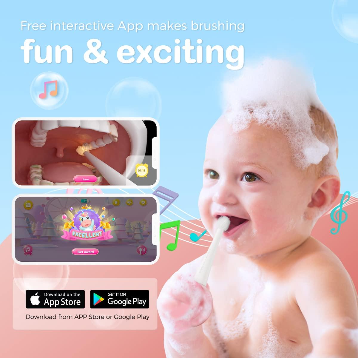 ARPHA X3 Plus Electric Toothbrush for Kids 1-8 Rechargeable with 3 Replacement Heads - AZDOME Official Stores