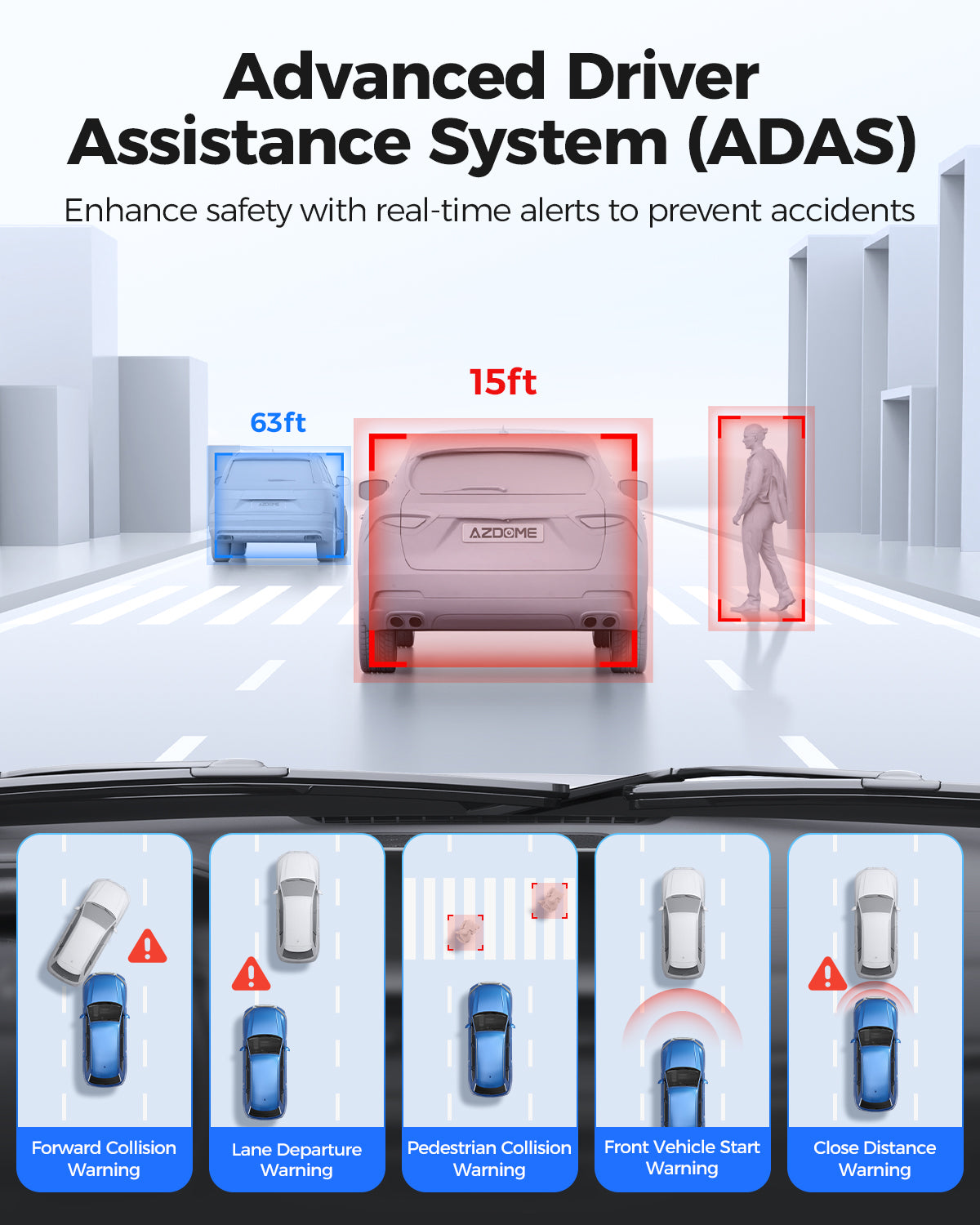 AZDOME Mirror Dash Cam PG17 Max 4K+2.5K with ADAS, BSD and LCA, 12" Rear View Mirror Camera