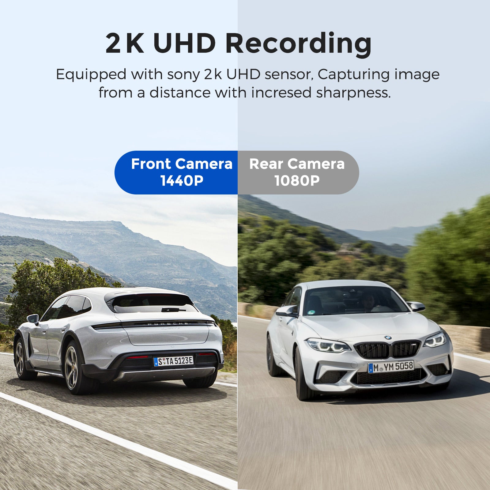 AZDOME AR09 Dual UHD Dash Cam for car,Dual SONY sensor Lens for Higher Resolution,2K UHD Recording