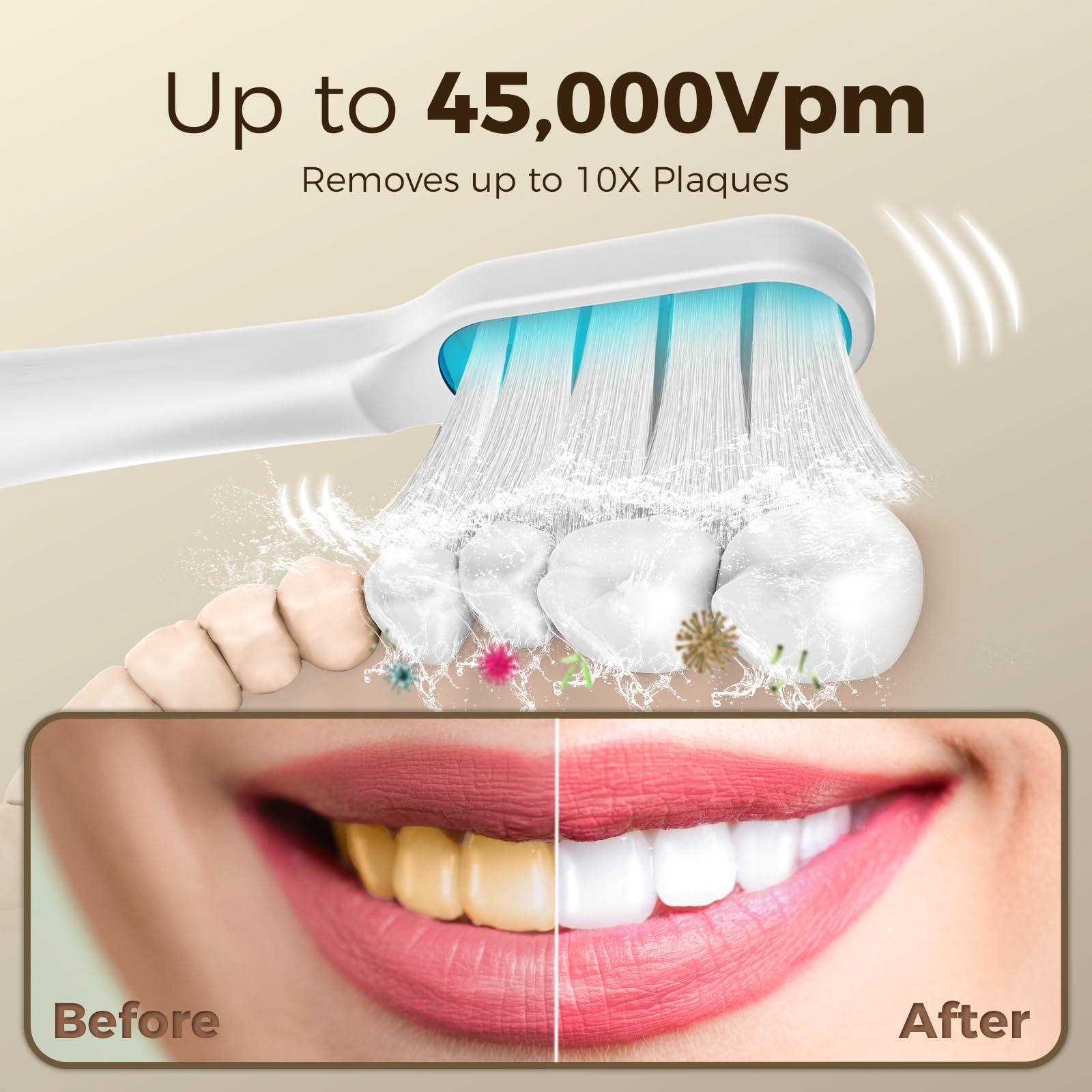 Arpha R1 Electric Toothbrush for Adults Ultrasonic Deep Clean Wireless Fast Charge 2 Brush Heads - AZDOME Official Stores