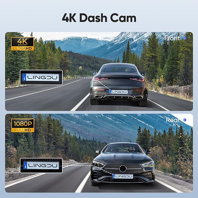 LINGDU D600 2CH Dash Cam 4K with 0.96" Screen Voice Control 24H Parking Mode - AZDOME Official Stores