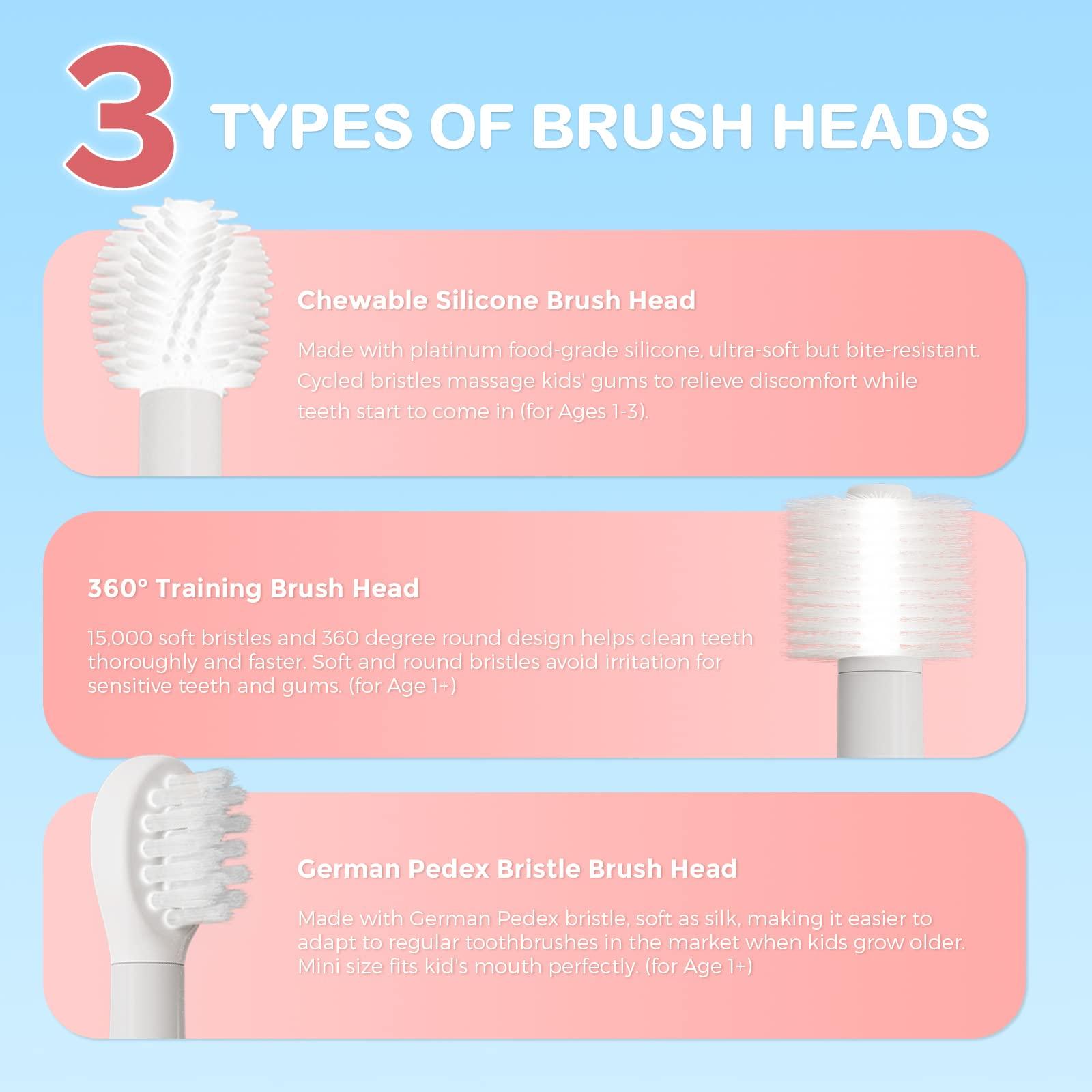 ARPHA X3 Plus Electric Toothbrush for Kids 1-8 Rechargeable with 3 Replacement Heads - AZDOME Official Stores