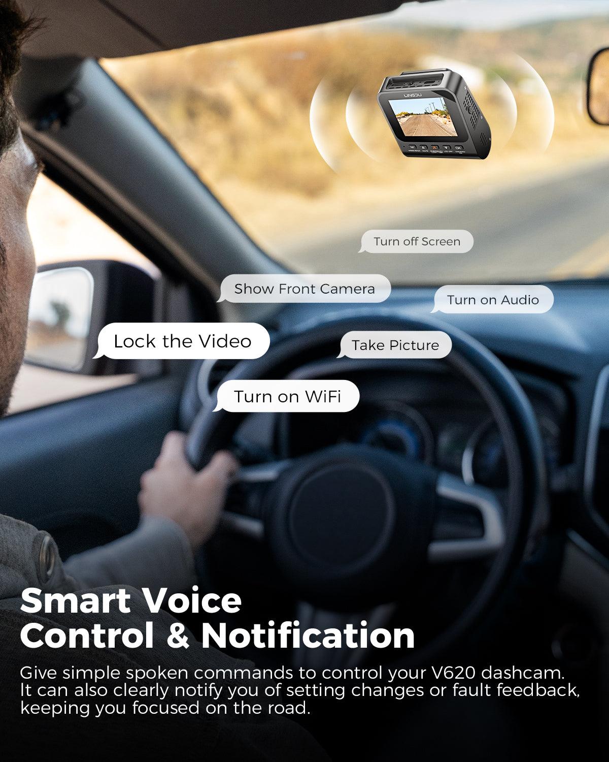 LINGDU V620 Front and Rear Dual Cameras for Cars, 2 Channel Dash Cam 4K Ultra HD Built-in WiFi 6& GPS, APP Control, Smart Voice Control ADAS WDR Night Vision - AZDOME Official Stores