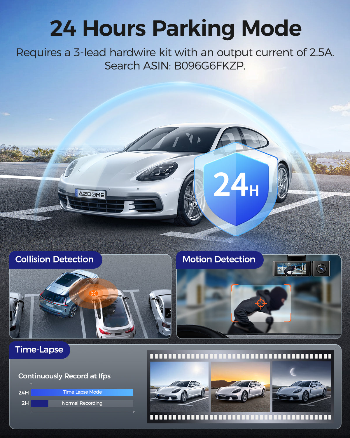 AZDOME M550 Max 3CH Dash Cam 4K with 3.19" Screen WDR Night Vision 24H Parking Mode - AZDOME Official Stores