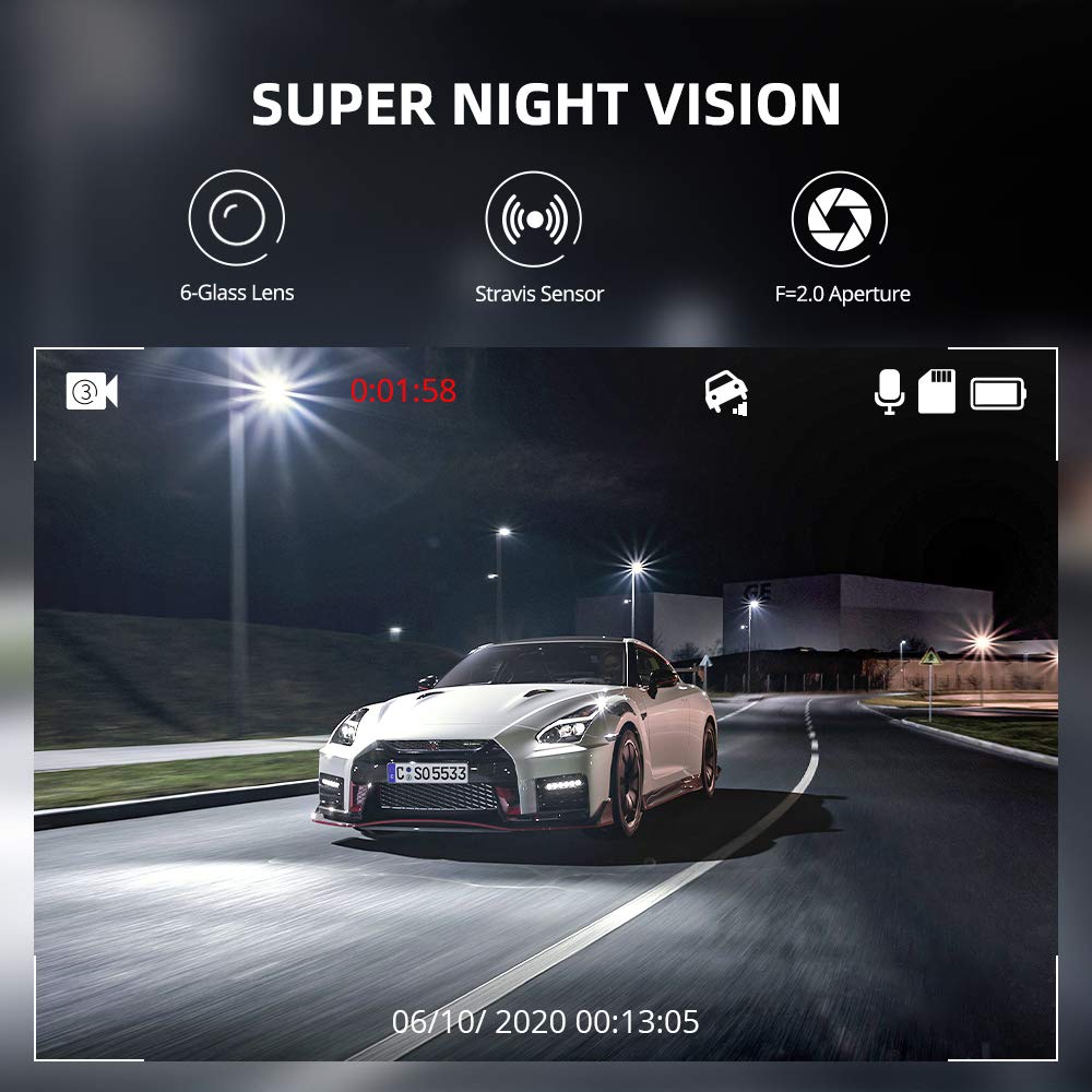 AZDOME M01 Pro 2CH Dash Cam 1080P with ADAS 3" Screen 24H Parking Mode - AZDOME Official Stores