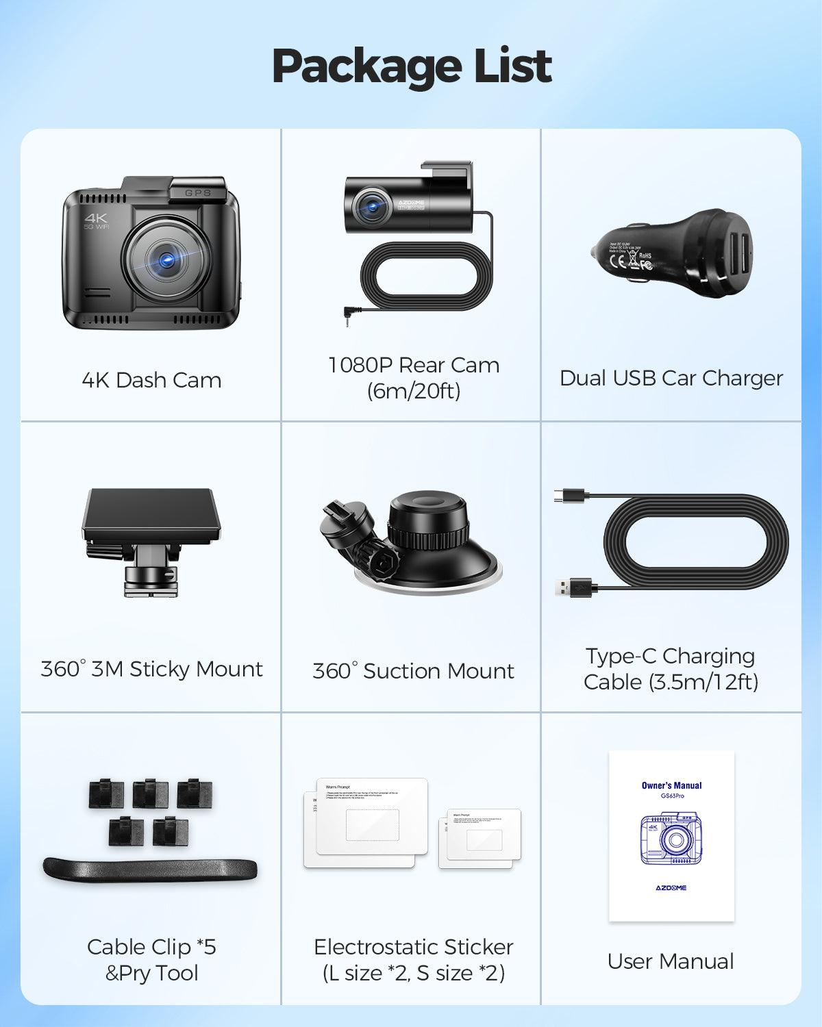 AZDOME GS63 Pro 2CH Dash Cam 4K with No-Light Full-Color Night Vision - AZDOME Official Stores