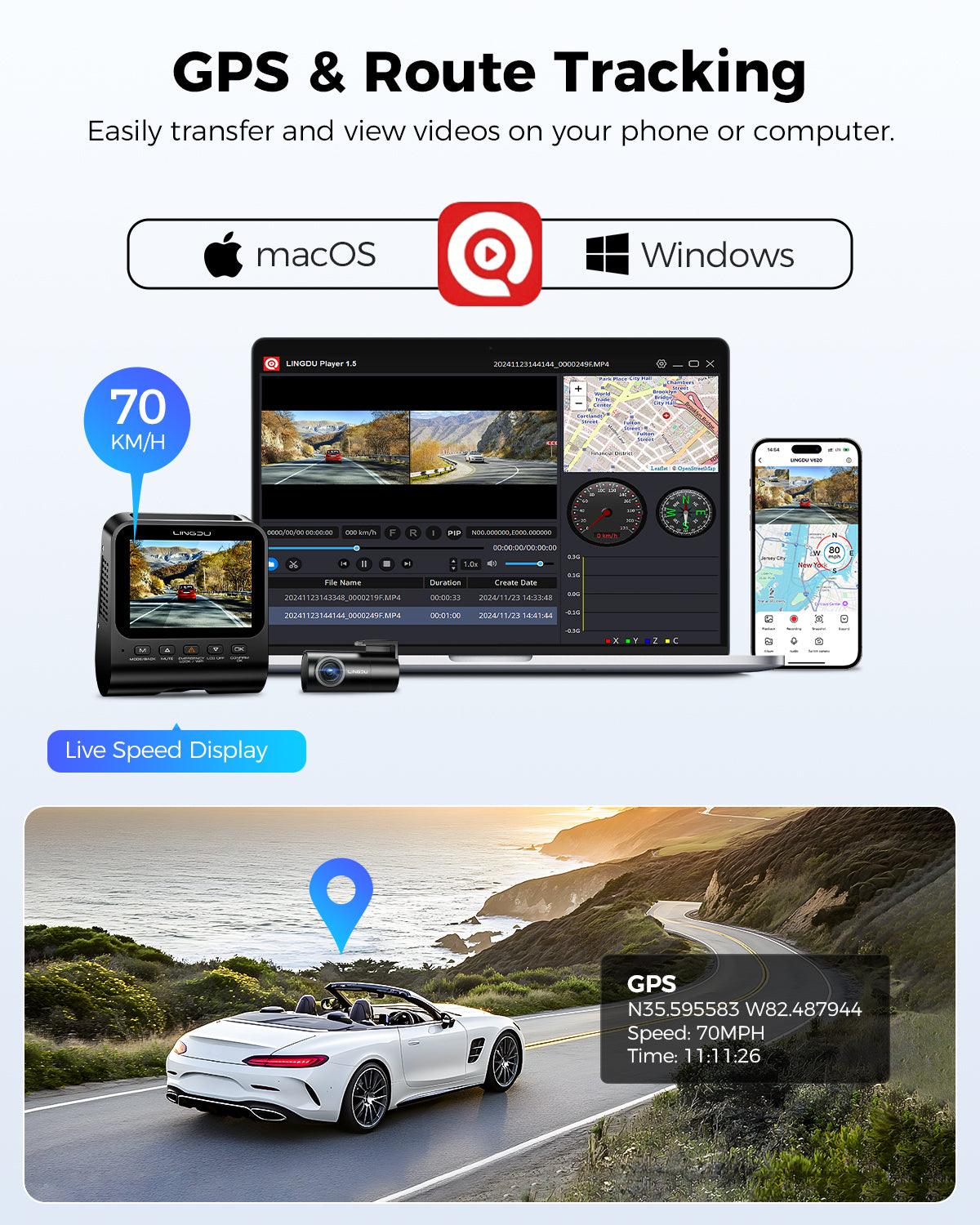 LINGDU V620 Front and Rear Dual Cameras for Cars, 2 Channel Dash Cam 4K Ultra HD Built-in WiFi 6& GPS, APP Control, Smart Voice Control ADAS WDR Night Vision - AZDOME Official Stores