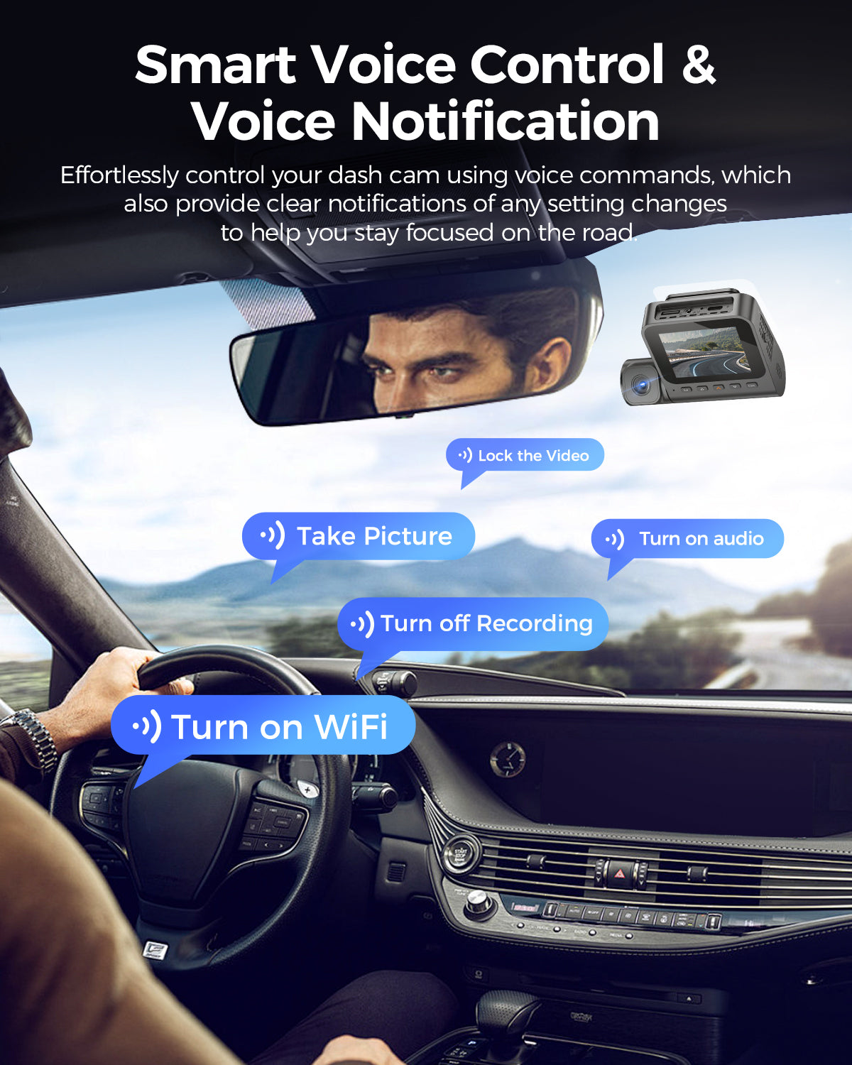 LINGDU Dash Cam V630 Car Camera 4K+1080P+1080P 3 Channel Car DVR WiFi GPS IR Night Vision 24H Parking Monitor Loop Recording HDR