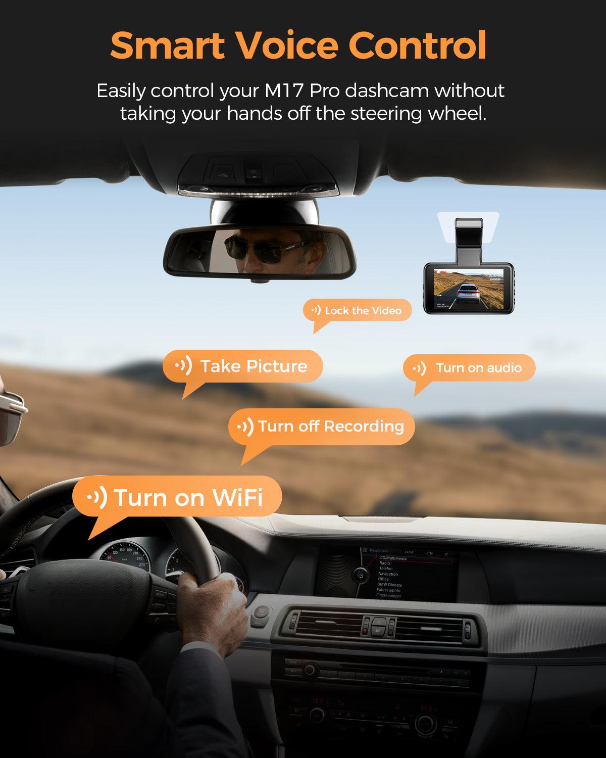 AZDOME M17 Pro Dash Cam - Voice-Activated, 3K Single Channel with 2K Front & 1K Rear Lenses, Super Night Vision, WiFi Enabled, App Control, Includes 64GB Card, Supports Up to 256G, Loop Recording & Emergency Lock - AZDOME Official Stores