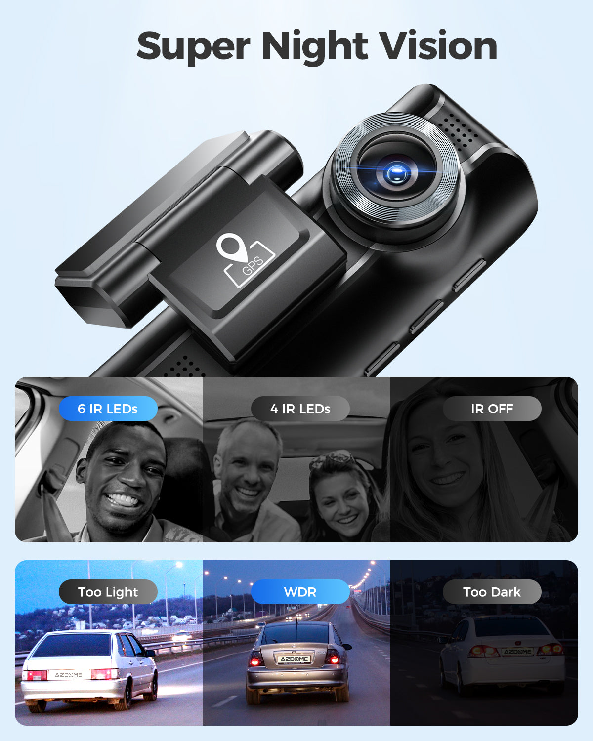 AZDOME M550 3 Channel Dash Cam with 4K WiFi , 2.5K+1080P+2.5K Free 64GB Card, Built-in GPS 24H Parking Mode IR Night Vision WDR 3.19" IPS, Max up Support to 256GB, Easy to Install