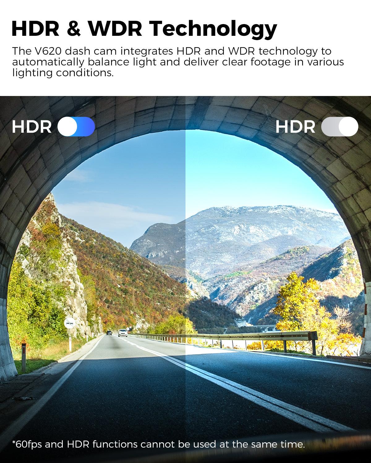 LINGDU V620 Front and Rear Dual Cameras for Cars, 2 Channel Dash Cam 4K Ultra HD Built-in WiFi 6& GPS, APP Control, Smart Voice Control ADAS WDR Night Vision - AZDOME Official Stores