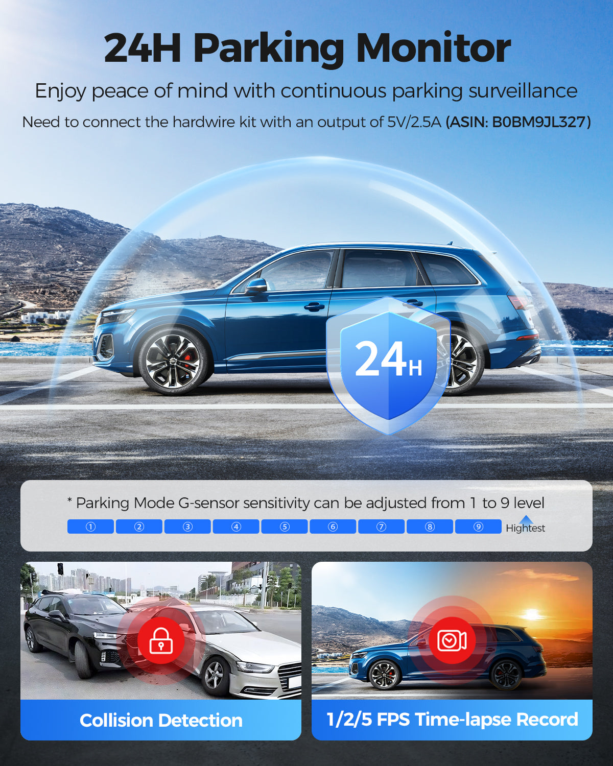 AZDOME Mirror Dash Cam PG17 Max 4K+2.5K  with ADAS, BSD and LCA, 12" Rear View Mirror Camera