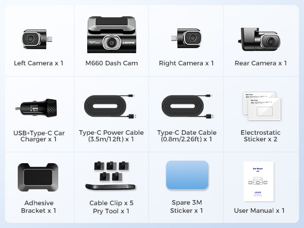 AZDOME M660 4CH Dash Cam 2K with Smart Voice Control 128GB eMMC 24H Parking Mode