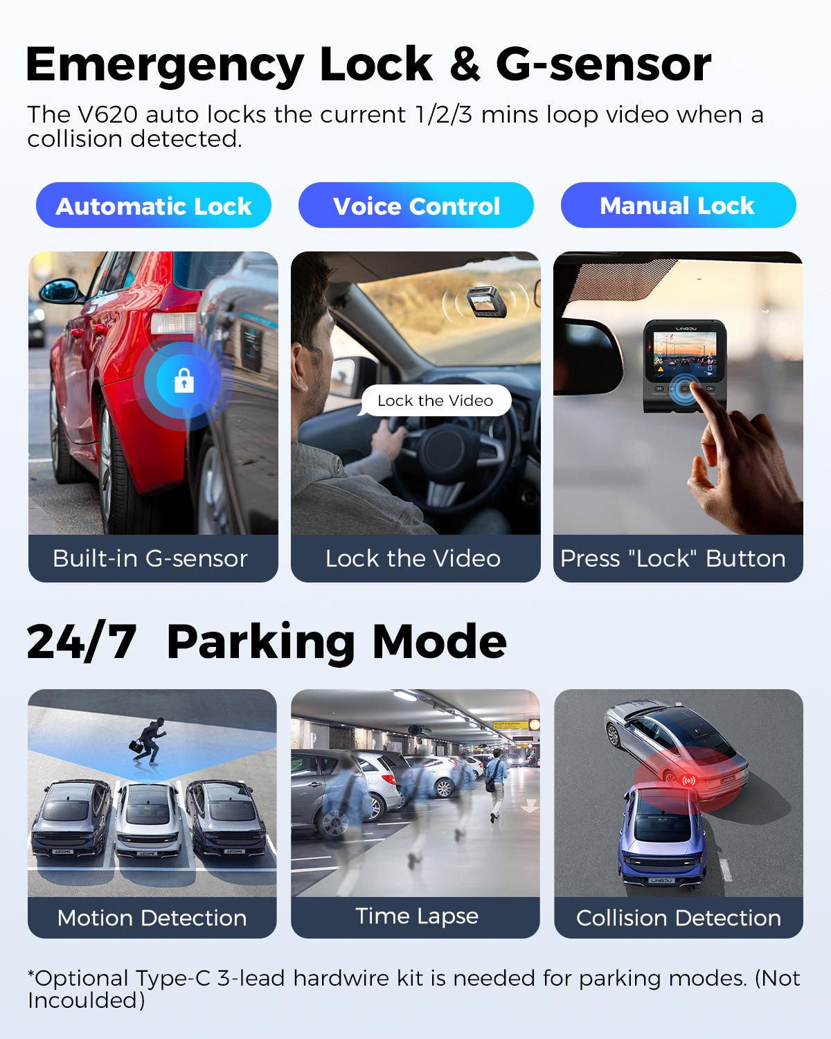 LINGDU V620 Front and Rear Dual Cameras for Cars, 2 Channel Dash Cam 4K Ultra HD Built-in WiFi 6& GPS, APP Control, Smart Voice Control ADAS WDR Night Vision - AZDOME Official Stores