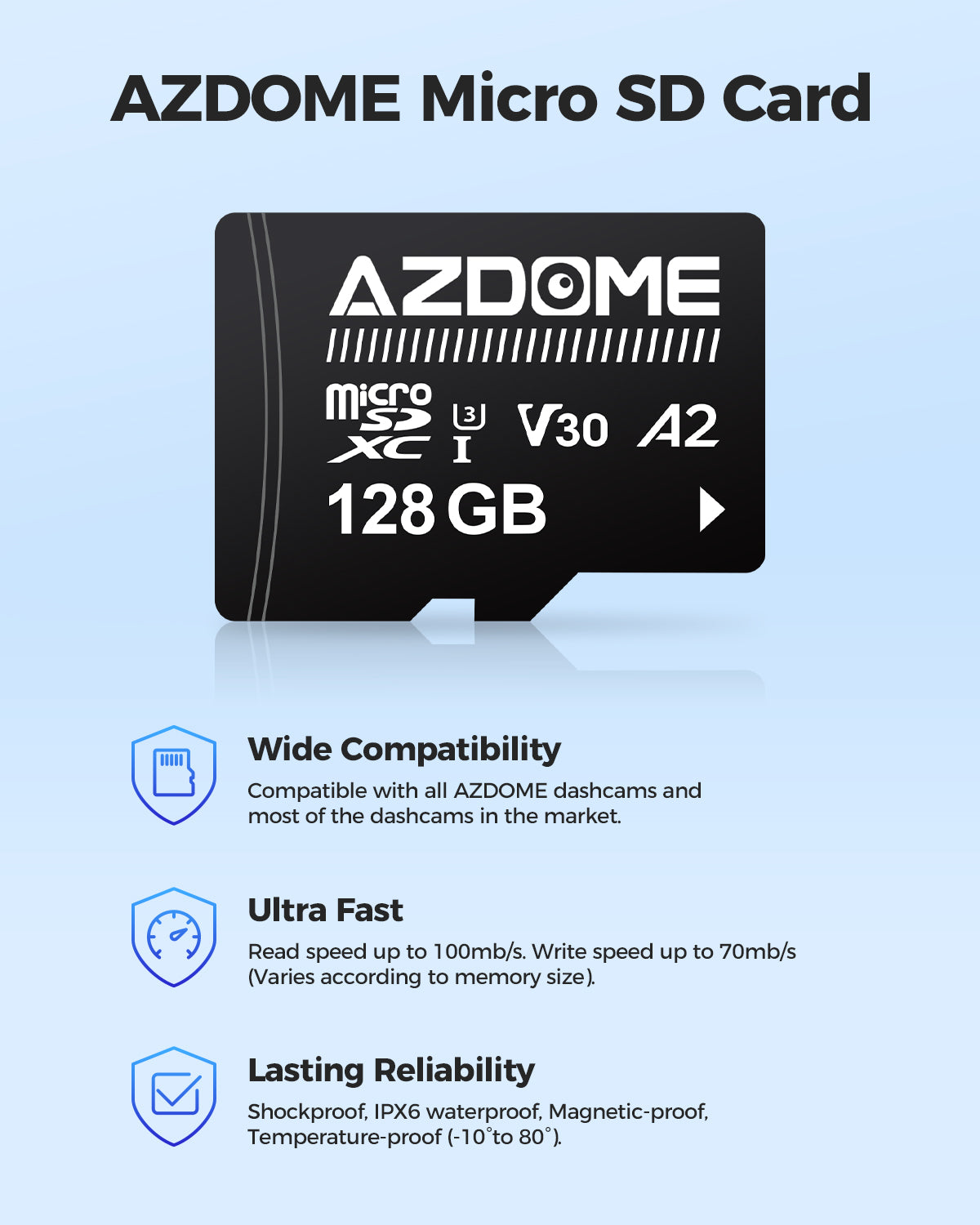 AZDOME 128GB Micro SD Card for Most Dash Cam