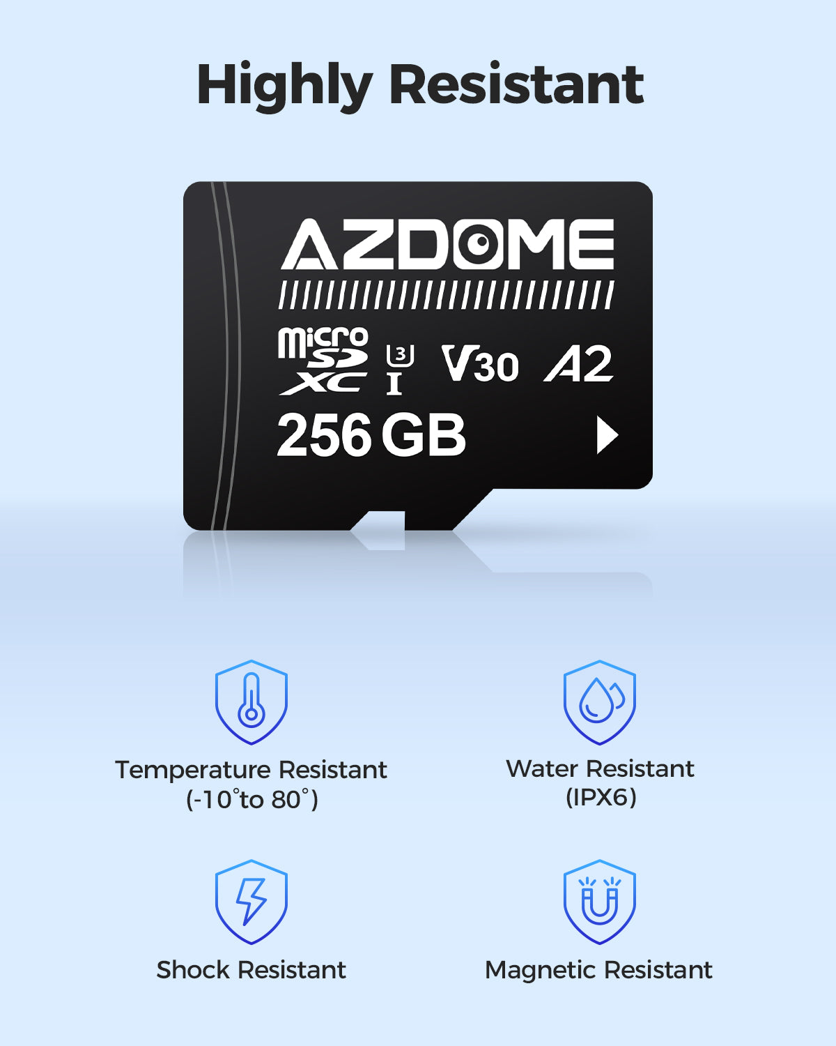 AZDOME 256GB Micro SD Card Highly Resistant Card