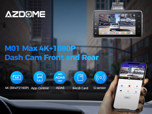 AZDOME M01 Max 4K Dash Cam Front and Rear