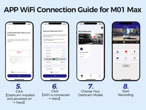 AZDOME M01 Max 4K Dash Cam WiFi Connection