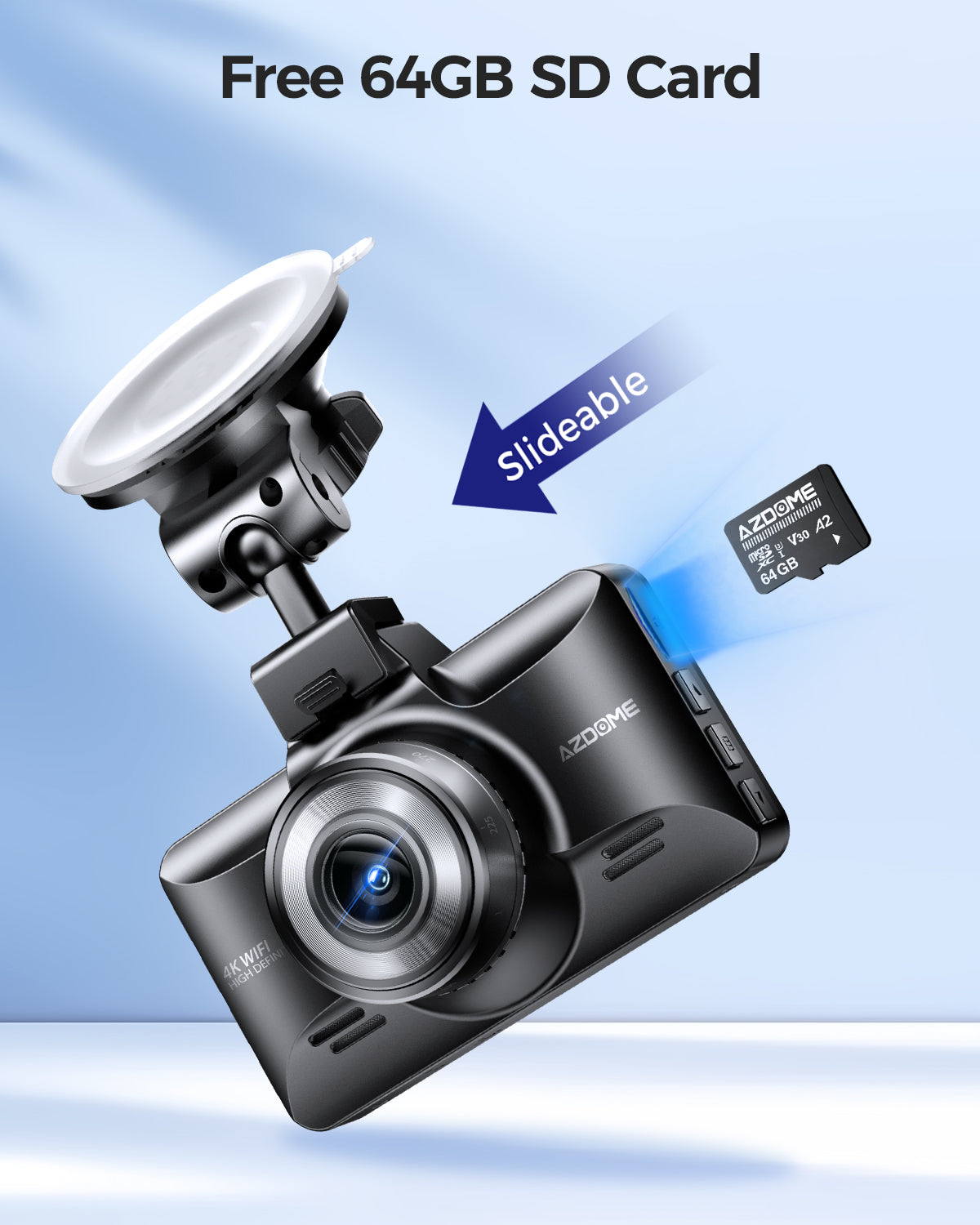 AZDOME M01 Max 4K Dash Cam with 64GB SD Card