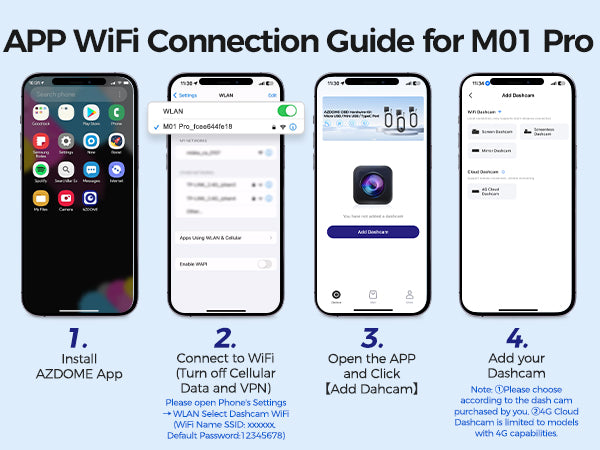 AZDOME M01 Pro WiFi Dash Cam APP Connection 7