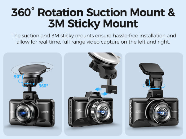 AZDOME M01 Pro WiFi Dash Cam Easy to Install