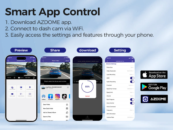 AZDOME M01 Pro WiFi Dash Cam Upgrade APP Control 06