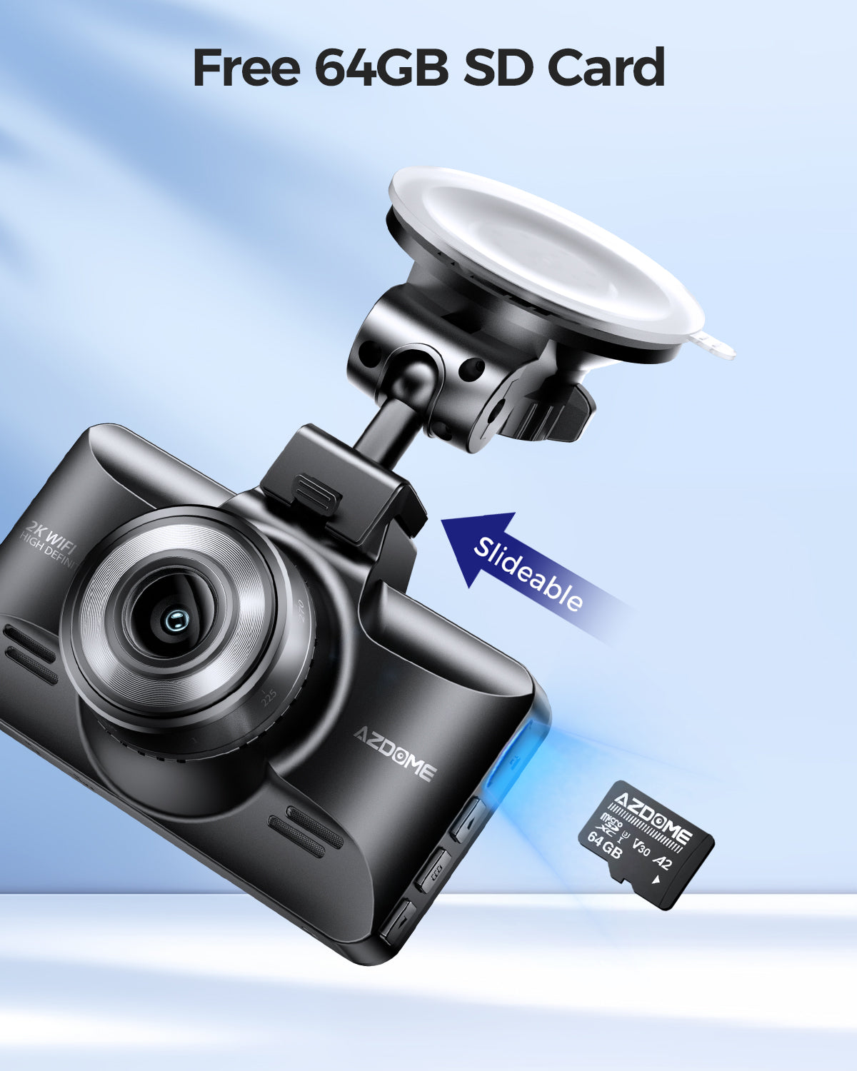 AZDOME M01 Pro WiFi Dash Cam with Free 64G SD Card