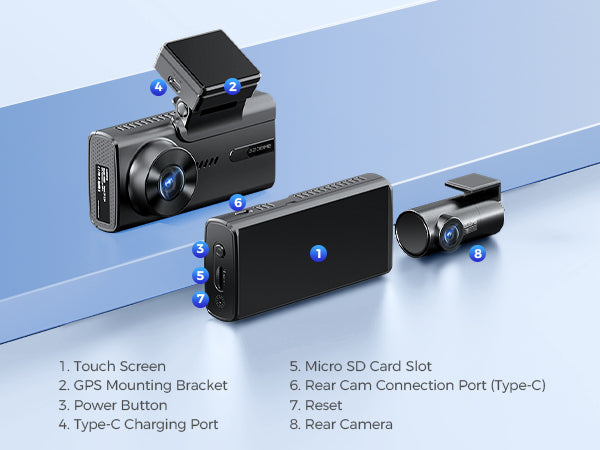 AZDOME M580 5K Touch Screen Dash Cam Features